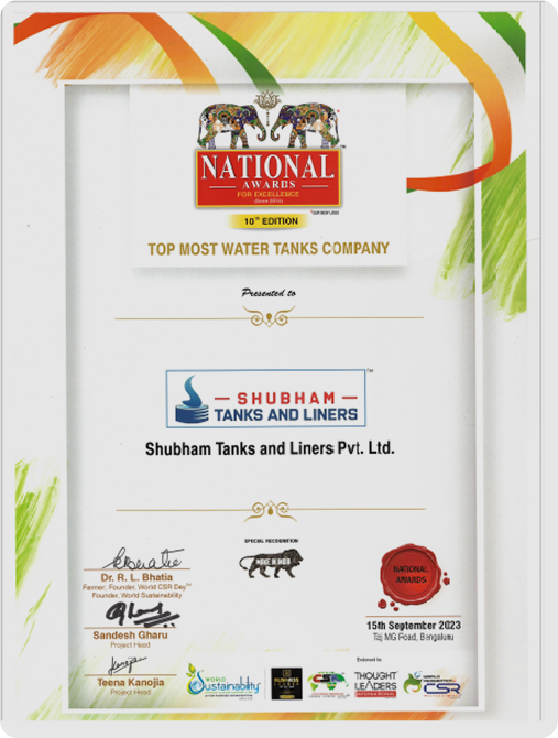 Top Most Water Tank Company Award